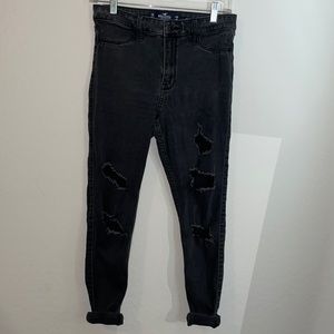 Hollister high-rise distressed black jean leggings size 7R